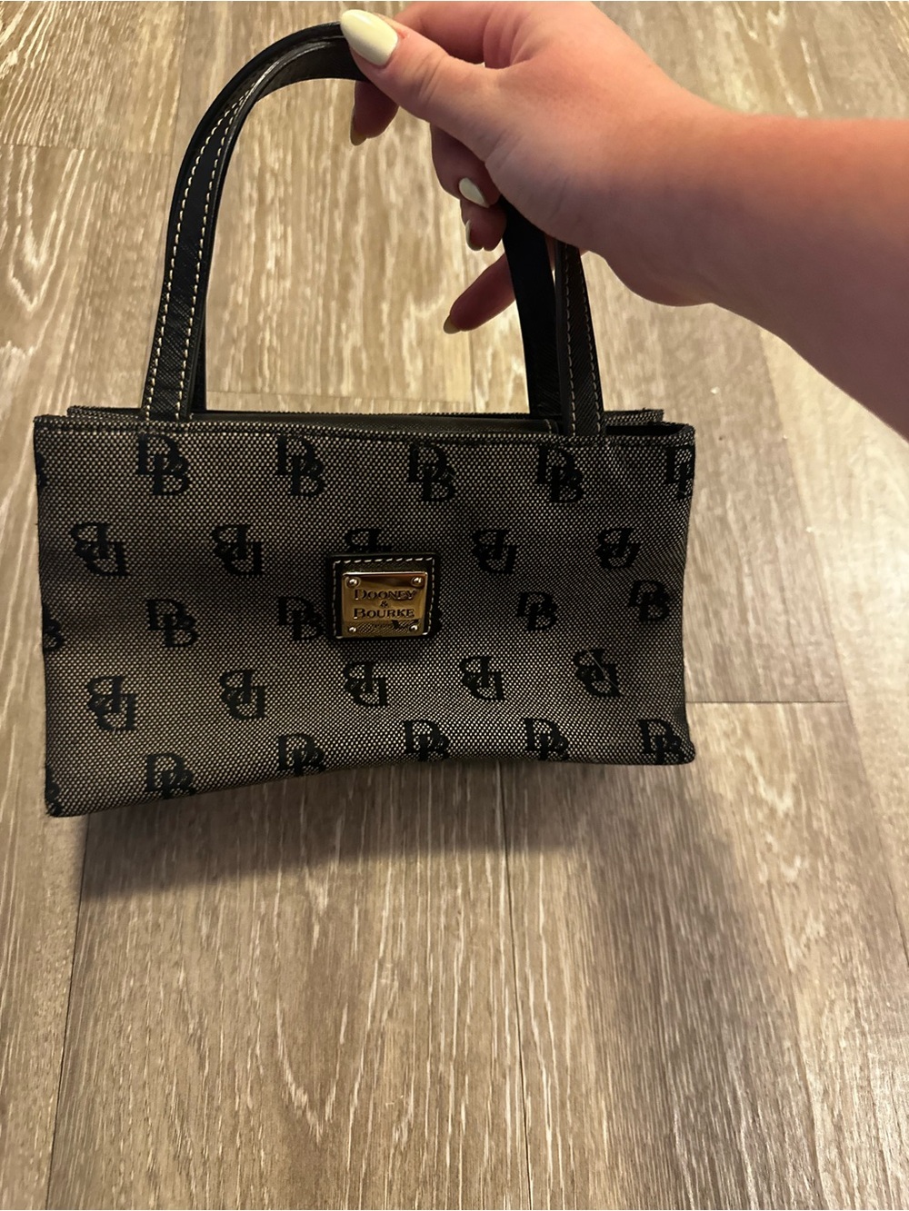 Vintage Y2K Dooney & Bourke Signature Monogram Canvas Tiny East/West Mini Bag